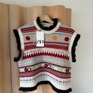 NWT Zara handcrafted knit Sweater Vest
